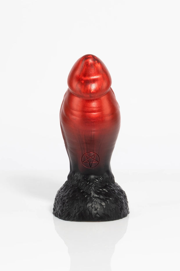 a product photo of the front of a minotaur dildo.
