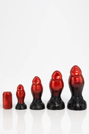 A size comparison photo for minotaur dildos by Twisted Beast. 
