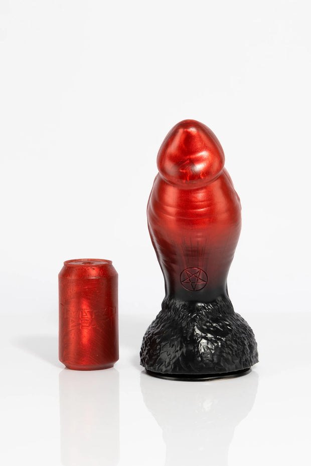 A product photo of a large minotaur dildo.