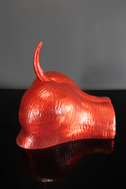 A side photo of a canine fleshlight.