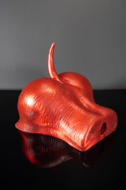 A product photo of a canine fleshlight showing off the entry hole.