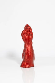 A product photo of a red dragon claw dildo taken from the front.