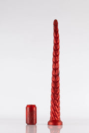 A large deep dildo by Twisted Beast in Red.