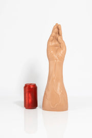 A product photo of a large fist dildo.