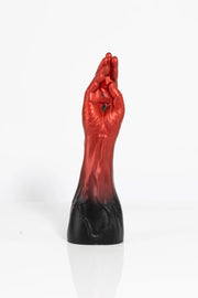A product photo of an ombre coloured fist dildo.