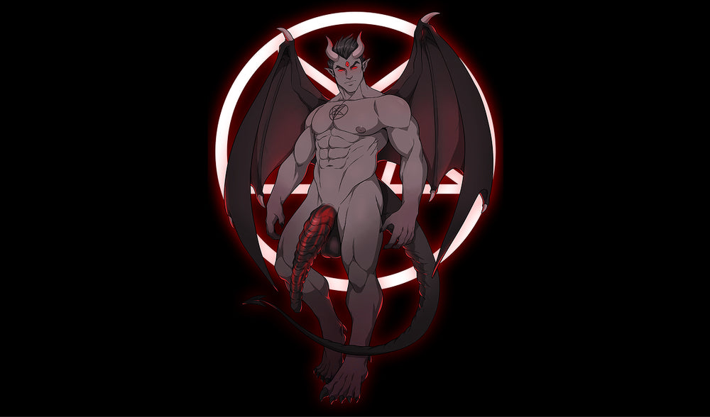 The Twisted Beast Demon Prince Mascot with a pentagram behind him.